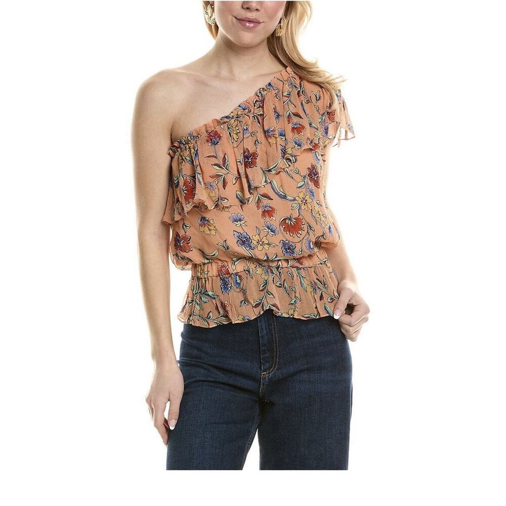 Ramy Brook One Shoulder Floral Peplum Top Size Medium MSRP $285